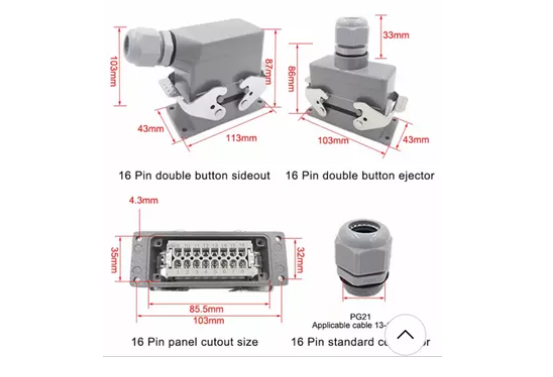 HDC Ciset 16 Pines Conector Industrial MACHO HEMBRA