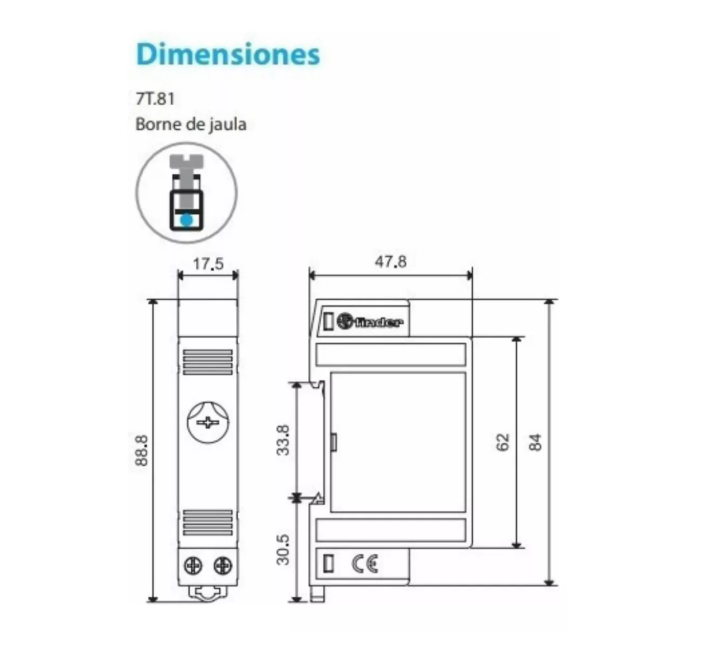 Termostato, 7t.81.0.000.2303 O A 60 Grados marca Finder
