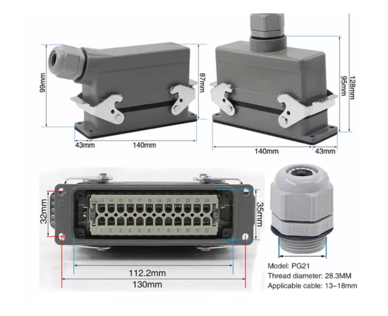 Conector Industrial Ciset 24 Polos 16 Amp Kit Macho Hembra