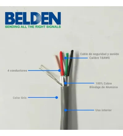 Bobina 305 Mts Cable Genesis 4x18 Awg Blindado Gris 5302fe