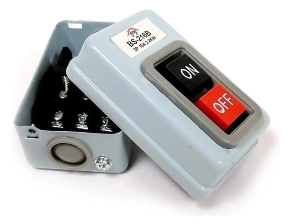 Interruptor Tipo Botonera 30amp Arranque paro  En Caja Metálica Gris