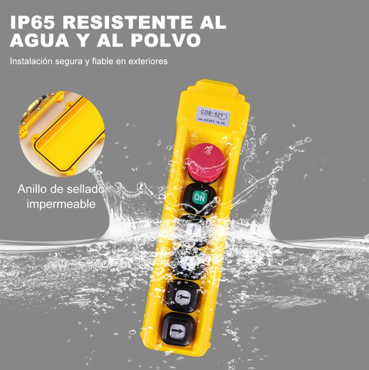 Botonera Alámbrica Para Polipasto De 4 Movimientos Con Paro De Emergencia